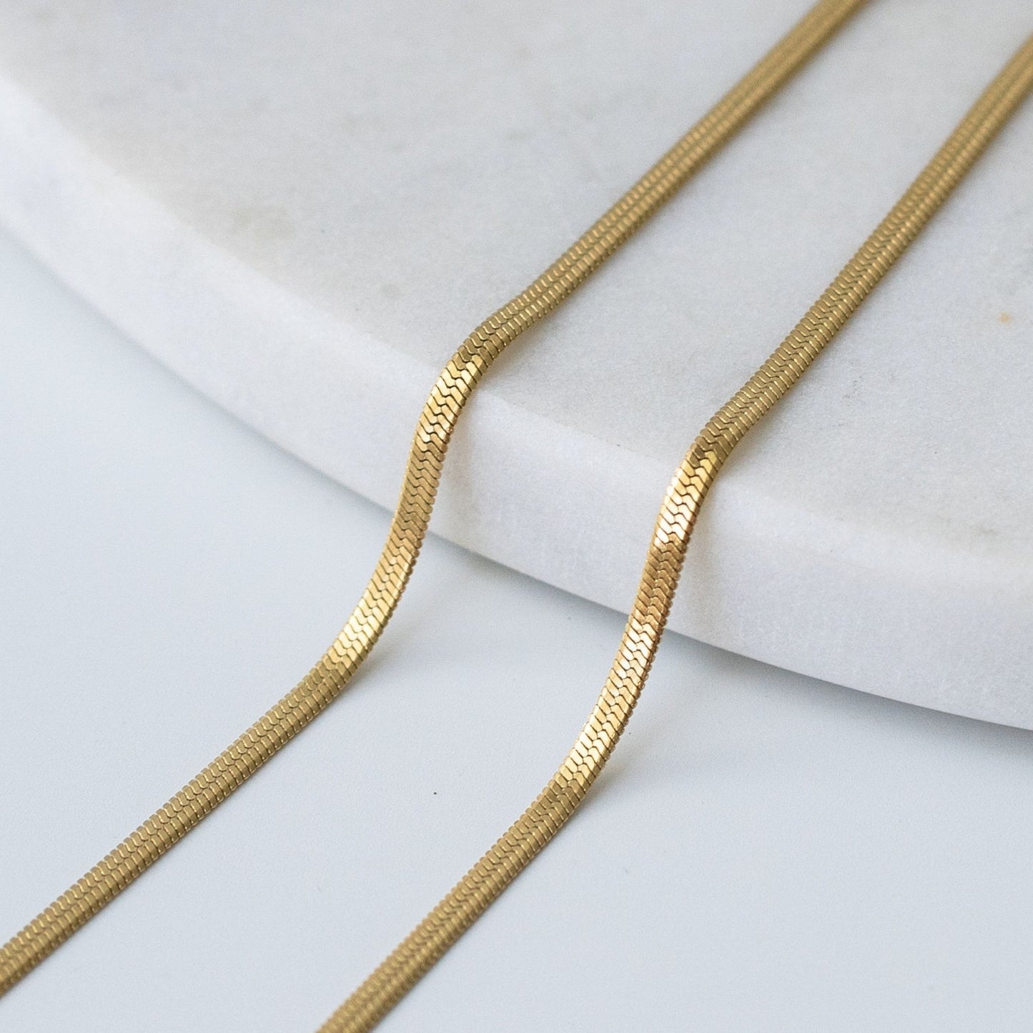 Snake chain necklace in gold and silver finishes, a sleek and timeless gift that says more than fleeting gestures.