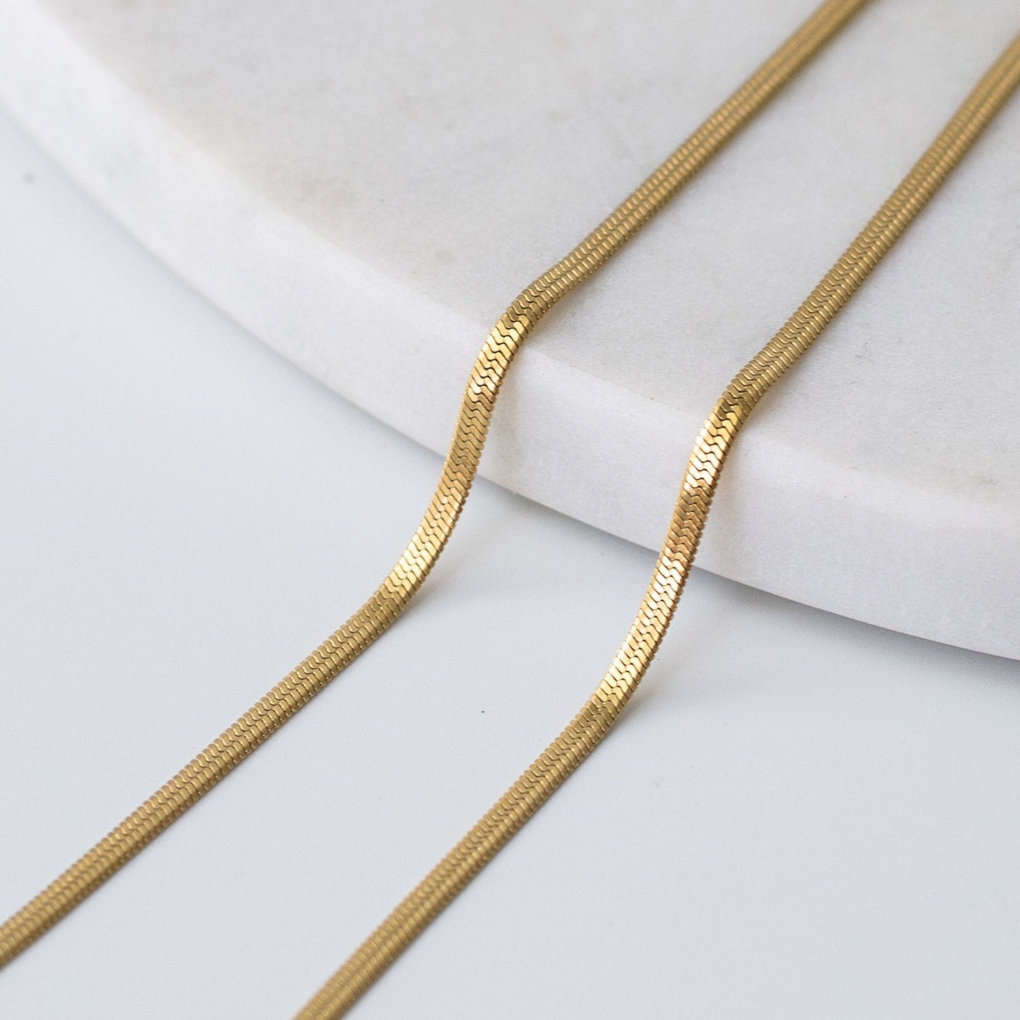 Snake chain necklace in gold and silver finishes, a sleek and timeless gift that says more than fleeting gestures.