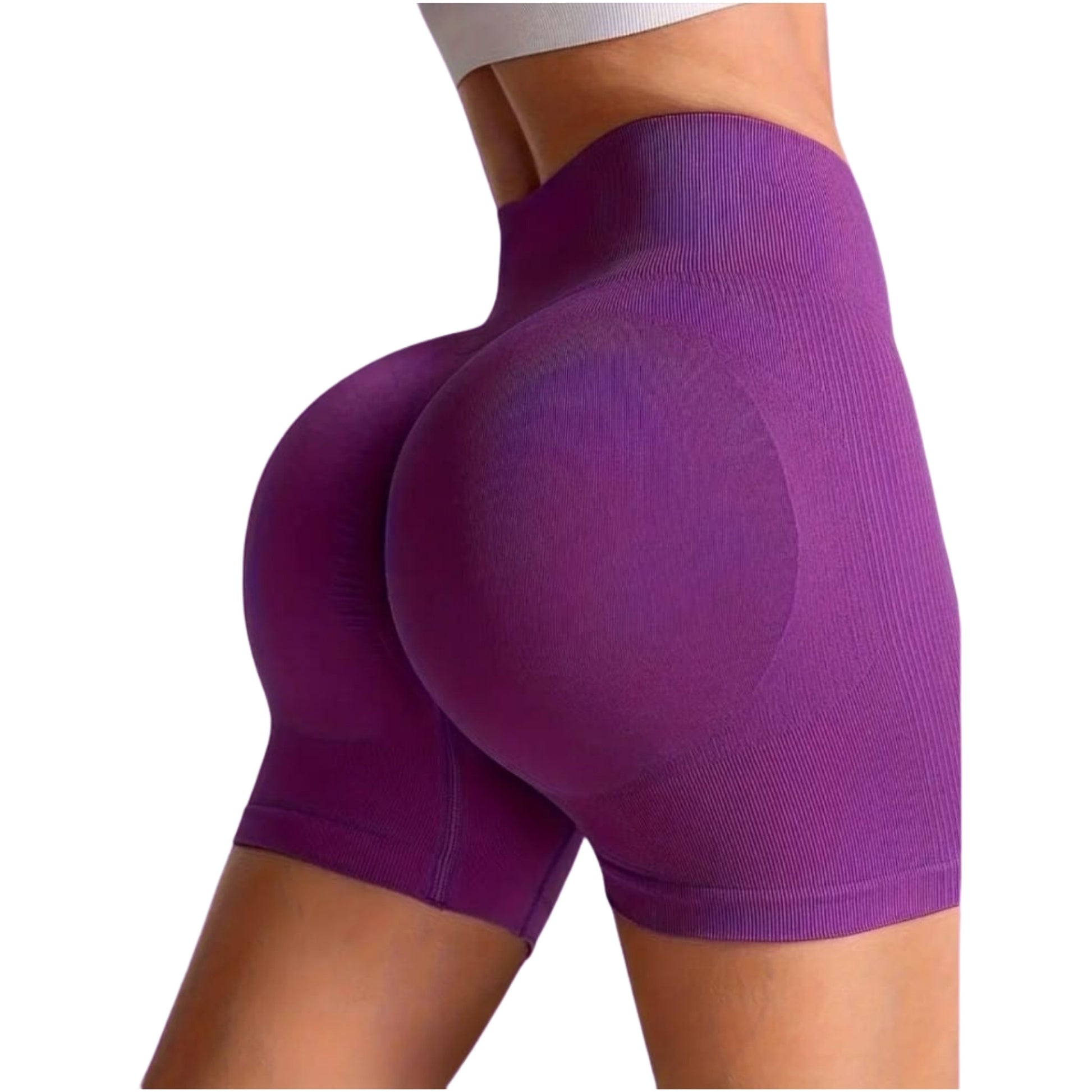 High-waisted gym shorts available in 10 colors and 3 sizes, with an option for a gift box and handwritten message.