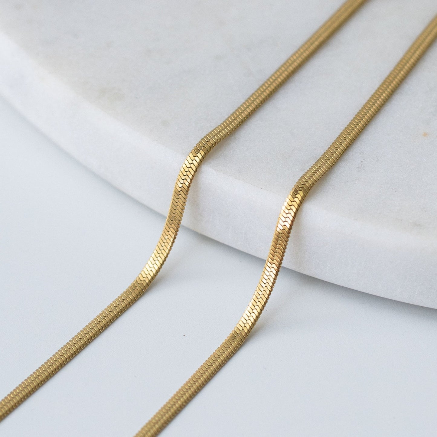Snake chain necklace in gold and silver finishes, a sleek and timeless gift that says more than fleeting gestures.