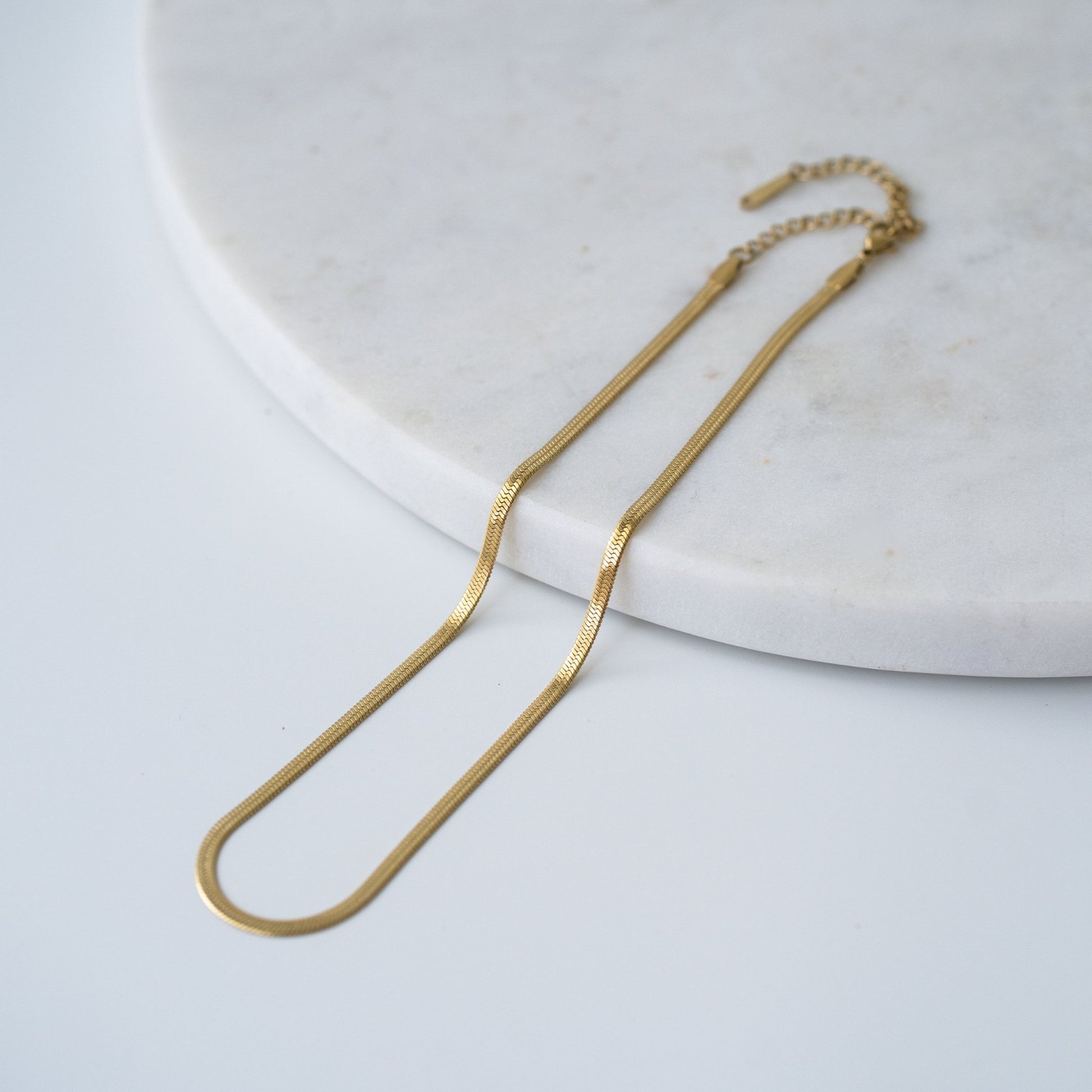 Snake chain necklace in gold and silver finishes, a sleek and timeless gift that says more than fleeting gestures.